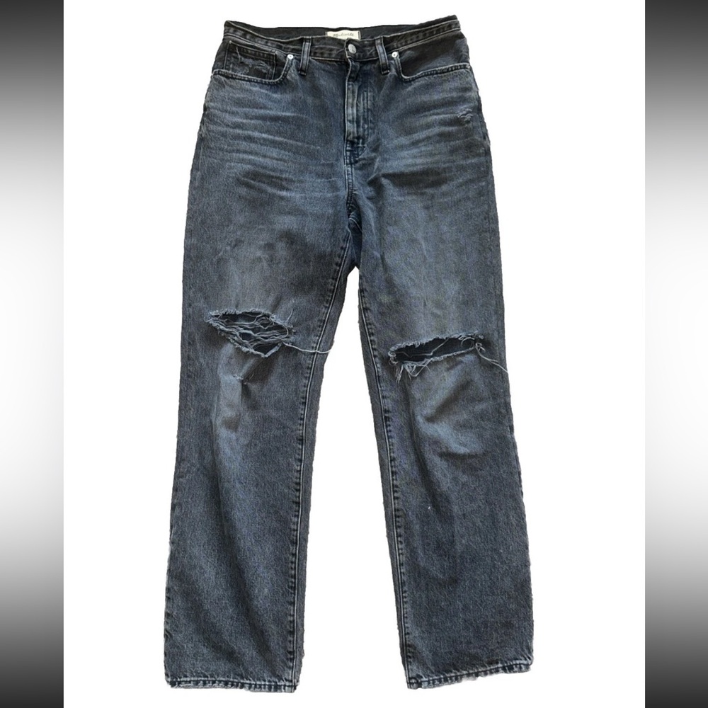 Women’s Madewell Baggy Straight Jeans Black Denim Size 28